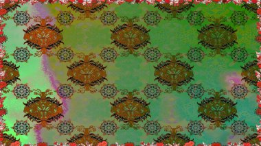 Raster illüstrasyonu. Anti-stres için soyut örnek sayfası. Yeşil renklerde.