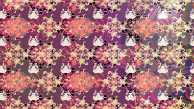 Mor ve pembe renklerde şirin soyut kar tanesi raster tasarımı. Düz kar karalama ikonları, yılbaşı afişi için kar taneleri silueti, kartlar. Yeni yıl kar tanesi.