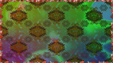 Küçük çiçekteki sevimli çiçek deseni. Yeşil renkte çiçekler.