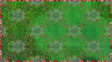 Yeşil renkli çiçekler. Kusursuz çiçek deseni duvar kâğıdı olarak kullanılabilir. Raster illüstrasyonu.