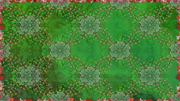 Yeşil renkli çiçekler. Kusursuz çiçek deseni duvar kâğıdı olarak kullanılabilir. Raster illüstrasyonu.