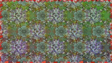 Raster illüstrasyonunda kusursuz çiçek deseni. Renkli Bahar Temalı Kusursuz Arkaplan. Süslü kumaş deseni. Düz Çiçek Elementleri Tasarımı.