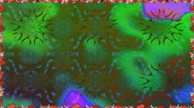 Yeşil renklerde. Kusursuz dekoratif arka plan, çiçek mandala. Çiçek. Raster illüstrasyonu.