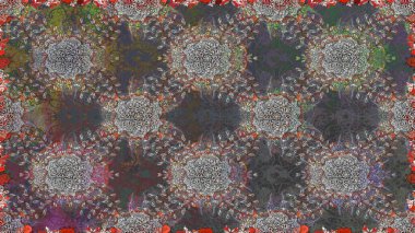 Renkli Bahar Temalı Kusursuz Arkaplan. Düz Çiçek Elementleri Tasarımı. Çocuk stili. Çiçekli pürüzsüz raster arka plan.