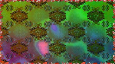 Kumaş desenli papatya çiçeği detayı. Yeşil renkte çiçekler.