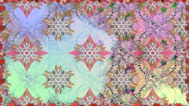 Düz Çiçek Elementleri Tasarımı. Çiçeksel fantezi tasarımı, parlak bir arka planda, kusursuz bir desen. Renkli Bahar Teması Kusursuz Arkaplan.