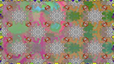 Çiçek süsü ile kusursuz desen. Raster illüstrasyonu. Gri renkli çiçekler.