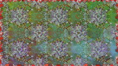 Yeşil renkli çiçekler. Kusursuz çiçek deseni duvar kâğıdı olarak kullanılabilir. Raster illüstrasyonu.