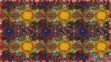 Çiçekler suluboya tarzında kahverengi, yeşil ve turuncu renklerde. Kahverengi, yeşil ve turuncu renklerde çiçeklerle kusursuz çiçek deseni.