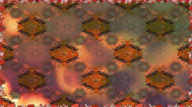 Kumaş desenli papatya çiçeği detayı. Kahverengi renkte çiçekler.