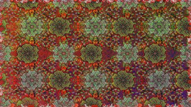 Tropik, dikişsiz çiçek deseni. Kahverengi renkli çiçekler. Raster illüstrasyonu.