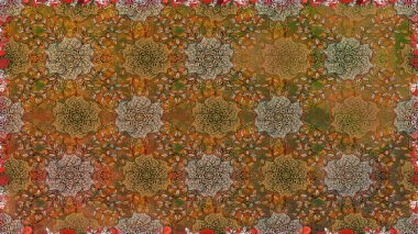 Kahverengi renkli çiçekler. Çiçekle kusursuz desen. Düz Çiçek Elementleri Tasarımı. Renkli Bahar Teması Kusursuz Arkaplan.