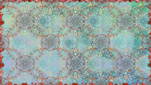 Kusursuz çiçek deseni. Tarafsız renklerde Asya tekstil tarzında. Raster illüstrasyonu.