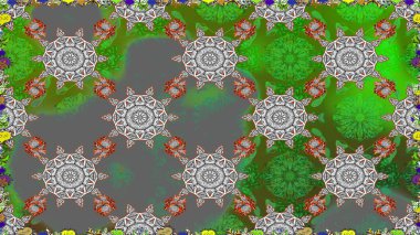 Soyut etnik raster kusursuz desen. Çiçekler. Vadinin gri renkli çiçekleri.