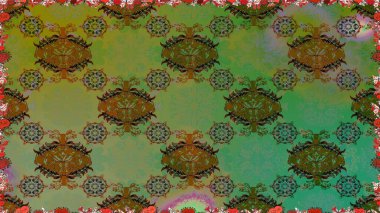 Raster Henna tarzı. Kusursuz süs izi. Sınır Kızılderili çiçekli paisley patten. Tebrik kartı geçmişi, boyama kitabı, arkaplan ve tekstil için kullanılabilir. Etnik Mandala havlusu.