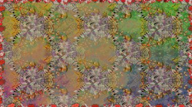 Raster illüstrasyonu. Çiçek süsü ile kusursuz desen. Kahverengi renkte çiçekler.