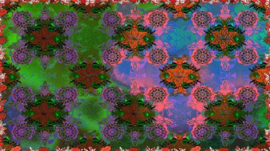 Raster illüstrasyonu. Kumaş, tekstil, duvar kağıdı baskısı için. Tomurcukları çiçek olan sevimli bir çiçek deseni. Kusursuz bir geçmişi var. Eski usul. Raster..