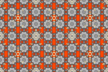 Turuncu, gri ve kahverengi renkte çiçekler. Raster illüstrasyonu. Kusursuz çiçek deseni duvar kağıdı için kullanılabilir.