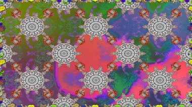 Renkli Bahar Temalı Kusursuz Arkaplan. Gri renkli, zarif çiçek buketli suluboya. Düz Çiçek Elementleri Tasarımı. Raster illüstrasyonu.