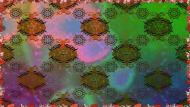 Şirin çiçekleri, desenleri ve yeşil renkleri olan renksiz bir desen. Tekstil için dikişsiz suluboya desen. El çizimi çiçek pürüzsüz desen (taş)).