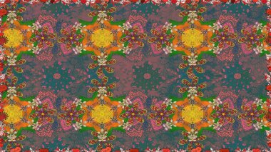 Pürüzsüz desen, parlak çiçekli halı kahverengi renklerde..