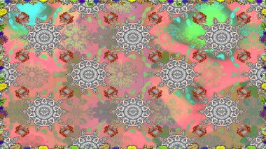 Düz Çiçek Elementleri Tasarımı. Renkli Yaz Temalı Kusursuz Arkaplan. Sevimli çiçek raster deseni. Modaya uygun kumaş deseni.