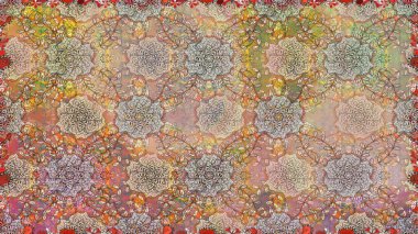 Zentangle soyut çiçekleri. Renkli Bahar Temalı Kusursuz Arkaplan. Karalama çiçeği. Raster illüstrasyonu. Düz Çiçek Elementleri Tasarımı. Şirin kumaş deseni.