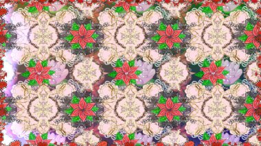 Tropik, dikişsiz çiçek deseni. Tarafsız renklerde çiçekler. Raster illüstrasyonu.