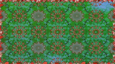 Çiçeksiz desenli arka plan. Gömlek baskısı için çiçek boyası. Yeşil renkte çiçekler.