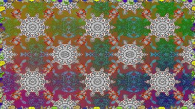 Kahverengi renkli çiçekler. Raster illüstrasyonunda kusursuz çiçek deseni.