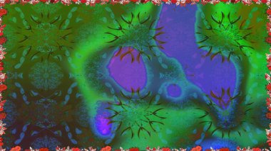 Raster Modaya uygun kumaş deseni. Renkli Bahar Temalı Kusursuz Arkaplan. Düz Çiçek Elementleri Tasarımı. Yeşil renkli şirin çiçek deseni.