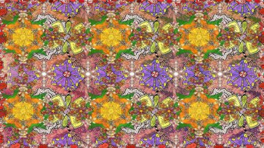 Kahverengi renkli çiçekler. Raster illüstrasyonu. Çiçeksiz desenli arka plan, vuruşlar, sıçramalar, yaz çiçekleri..