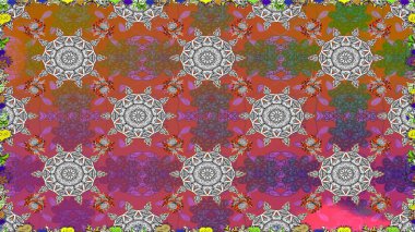 Raster çiçekli arka plan. Güzel, pürüzsüz bir desen. Düz Çiçek Elementleri Tasarımı. Renkli Yaz Temalı Kusursuz Arkaplan. Güzel kumaş deseni. Yazdır.