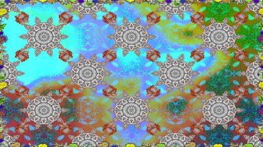 Mavi renkli çiçekler. Kusursuz çiçek deseni duvar kâğıdı olarak kullanılabilir. Raster illüstrasyonu.