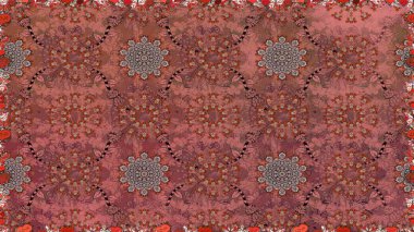 Raster illüstrasyonu. Kahverengi renkli çiçekler. El çizimi çiçekleri olan soyut, pürüzsüz desen.