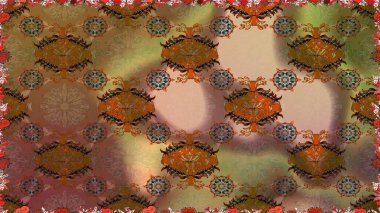 Kusursuz. Şirin çiçek elementleri. Raster illüstrasyonu. Kahverengi renkte çiçekler.