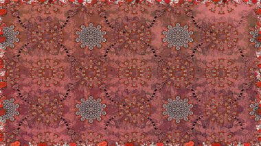 Raster illüstrasyonu. Kahverengi renkli çiçekler. El çizimi çiçekleri olan soyut, pürüzsüz desen.