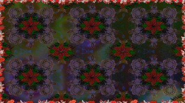 Düz Çiçek Elementleri Tasarımı. Süslü kumaş deseni. Raster illüstrasyonunda kusursuz çiçek deseni. Renkli Bahar Teması Kusursuz Arkaplan.