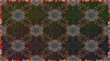 Şirin, zarif çiçekler Raster illüstrasyonu. Tekstil için figür. Davetiye ve kartpostal tasarımı için dekoratif çiçek unsurları. Yapraklı kusursuz desen. Poster veya kapak için arkaplan.