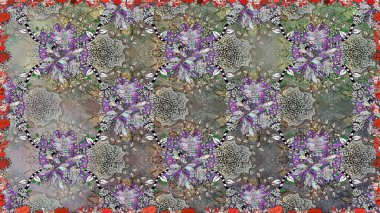 Çiçekler, yapraklar, dekoratif elementler, sıçramalar, lekeler, el çizimleri çizimleri ve Doodle çizimleri, grafik raster çizimleri.