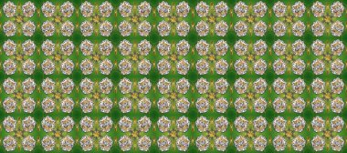 Yeşil ve gri renklerde altın element. Antika altın tekrarlanabilir duvar kağıdı. Barok tarzında altın çiçekli süs. Damask pürüzsüz tekrarlama deseni.