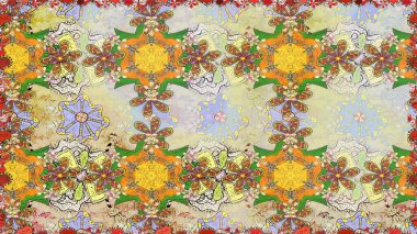 Çiçekler, yapraklar, dekoratif elementler, sıçramalar, lekeler, el çizimleri çizimleri ve Doodle çizimleri, grafik raster çizimleri.