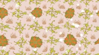 Renkli unsurlarla hareketli arka plan görüntüleri. Çiçekler. Eski model. Bayrak tarzı. Video kaydı. Şablon. Döngü. Kusursuz..