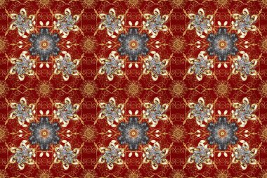 Kusursuz kraliyet lüksü, altın barok kumaş rengi. Altın antika ortaçağ dekoratifi, kırmızı, kahverengi ve bej renklerinde altın desenli süslemeler..