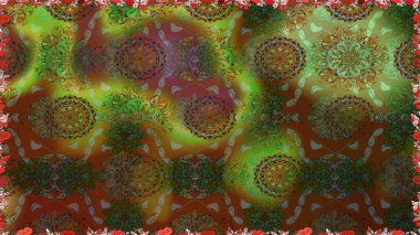 Düz Çiçek Elementleri Tasarımı. Kahverengi renkli çiçekler. Çiçeksiz desenli arka plan, yaz çiçekleri. Renkli Bahar Teması Kusursuz Arkaplan.