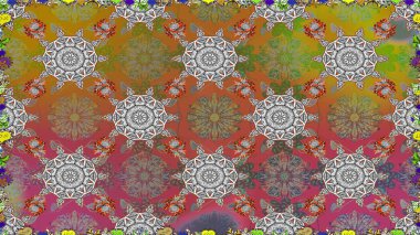 Kahverengi renkli çiçekler. Çiçeksiz desenli arka plan, darbeler, sıçramalar, yaz çiçekleri. Raster illüstrasyonu.