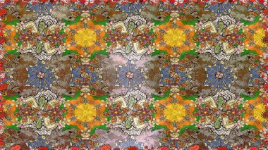 Raster illüstrasyonu. El çizimi. Çiçekler, dallar, bitkiler ve çiçekler. Güzel kumaş deseni.