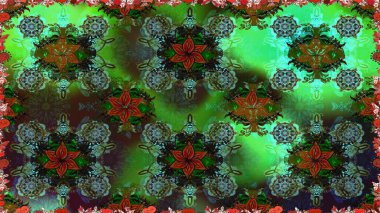 Renkli Bahar Temalı Kusursuz Arkaplan. Şirin çiçek elementleri. Düz Çiçek Elementleri Tasarımı. Raster illüstrasyonu. Kusursuz desenli. Moda desenli..