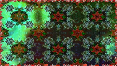 Parlak elementlerin. El çizimi Raster çizimi. Duvar kağıdı, web sayfası arka planı, ambalaj kağıdı, davetiye, broşür, afiş veya web sitesi için kusursuz çiçek deseni kullanılabilir.