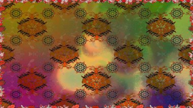 Raster hisseleri. Suluboya, elle çizilmiş. Kusursuz bir arka plan modeli. Kahverengi üzerine çiçekler.